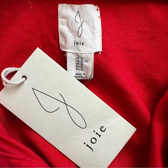 NWT Joie Linen Blend Red Button Down 3/4 Sleeves Maxi Dress, Size XL - Picture 9 of 11